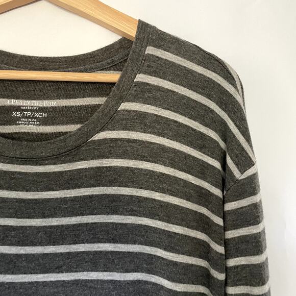 A pea in the pod maternity sweater gray striped knit top women's size small - Picture 2 of 7